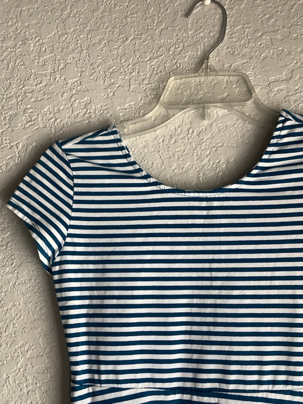 Simply Styled Blue & White Striped Short Sleeve Knit Dress - Picture 2 of 5